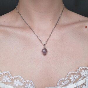 Purple crystal fairy necklace on a dainty small silver chain ✦ whimsical ✦